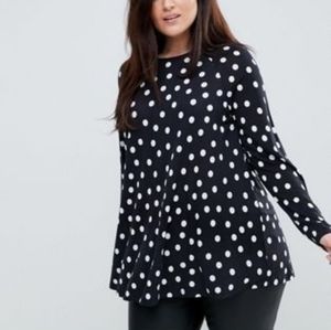 ASOS Black & While Polka Dot Swing Tunic Size 26